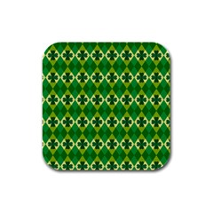 St Patricks Pattern Rubber Square Coaster (4 Pack)  by designsbymallika