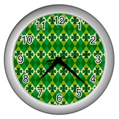 St Patricks Pattern Wall Clock (silver) by designsbymallika