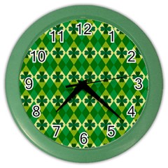 St Patricks Pattern Color Wall Clock by designsbymallika