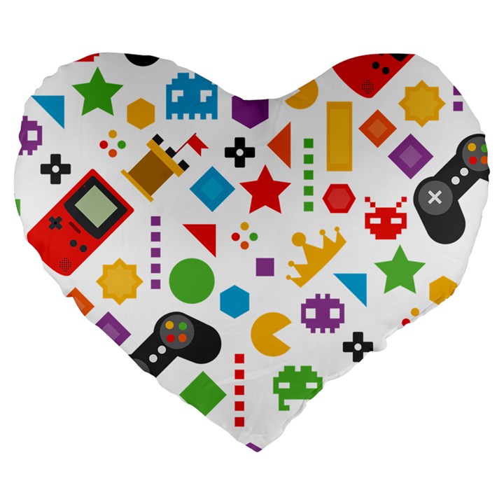 Gamer Large 19  Premium Flano Heart Shape Cushions