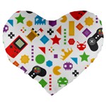 Gamer Large 19  Premium Flano Heart Shape Cushions Back