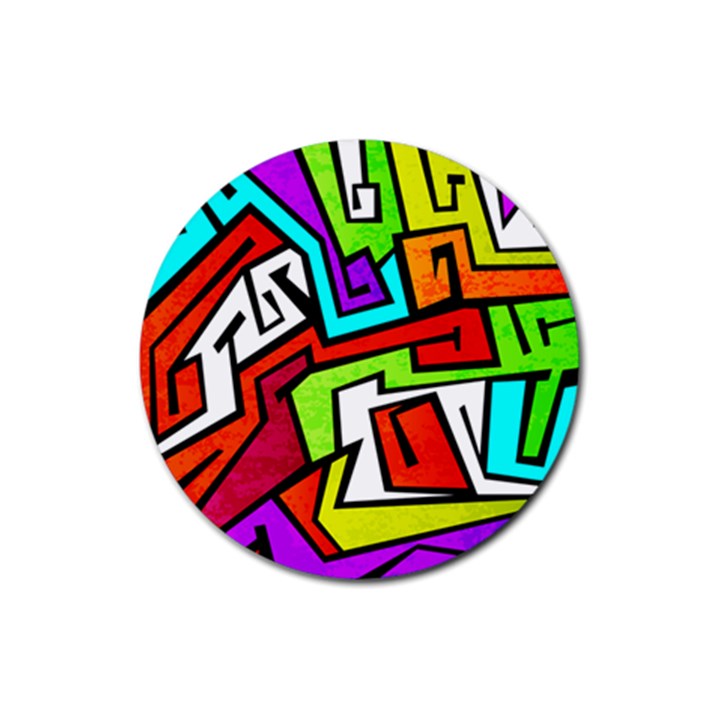 Graffitti Pattern Rubber Coaster (Round) 