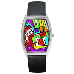 Graffitti Pattern Barrel Style Metal Watch by designsbymallika