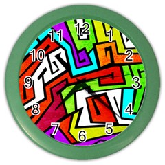 Graffitti Pattern Color Wall Clock by designsbymallika