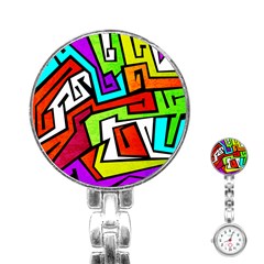 Graffitti Pattern Stainless Steel Nurses Watch by designsbymallika