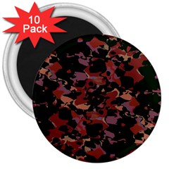 Red Dark Camo Abstract Print 3  Magnets (10 Pack)  by dflcprintsclothing