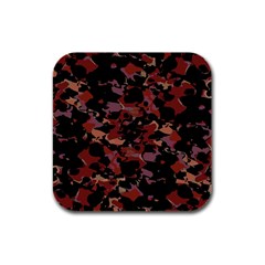 Red Dark Camo Abstract Print Rubber Square Coaster (4 Pack) 