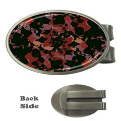 Red Dark Camo Abstract Print Money Clips (oval)  by dflcprintsclothing