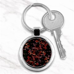 Red Dark Camo Abstract Print Key Chain (round) by dflcprintsclothing