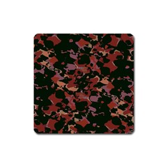 Red Dark Camo Abstract Print Square Magnet by dflcprintsclothing