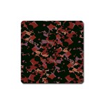 Red Dark Camo Abstract Print Square Magnet Front