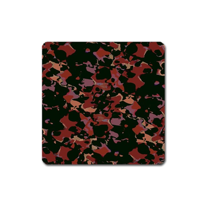 Red Dark Camo Abstract Print Square Magnet