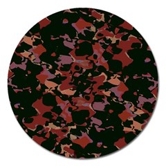 Red Dark Camo Abstract Print Magnet 5  (round) by dflcprintsclothing