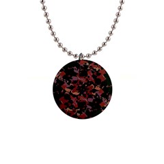 Red Dark Camo Abstract Print 1  Button Necklace by dflcprintsclothing