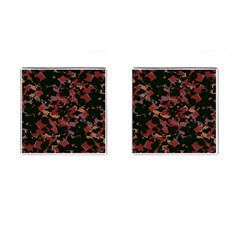 Red Dark Camo Abstract Print Cufflinks (square) by dflcprintsclothing