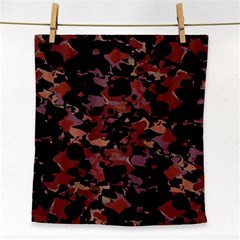 Red Dark Camo Abstract Print Face Towel by dflcprintsclothing