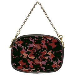 Red Dark Camo Abstract Print Chain Purse (two Sides)