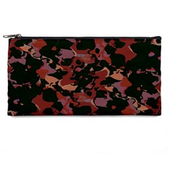 Red Dark Camo Abstract Print Pencil Case by dflcprintsclothing