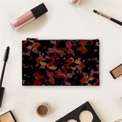 Red Dark Camo Abstract Print Cosmetic Bag (small)