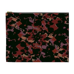 Red Dark Camo Abstract Print Cosmetic Bag (xl)