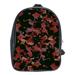 Red Dark Camo Abstract Print School Bag (large)