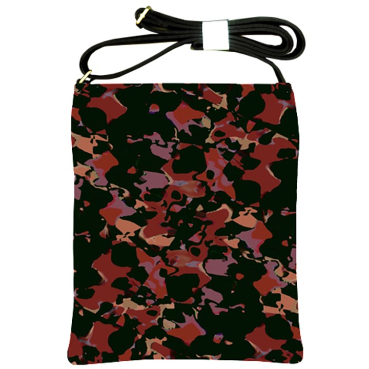 Red Dark Camo Abstract Print Shoulder Sling Bag