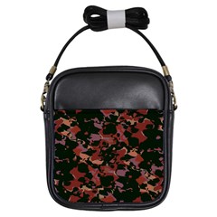 Red Dark Camo Abstract Print Girls Sling Bag by dflcprintsclothing