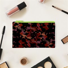 Red Dark Camo Abstract Print Cosmetic Bag (xs) by dflcprintsclothing