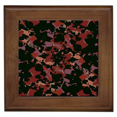 Red Dark Camo Abstract Print Framed Tile by dflcprintsclothing