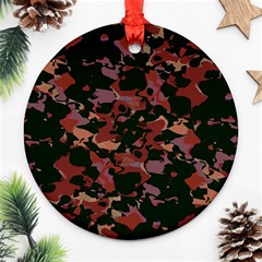 Red Dark Camo Abstract Print Ornament (round) by dflcprintsclothing