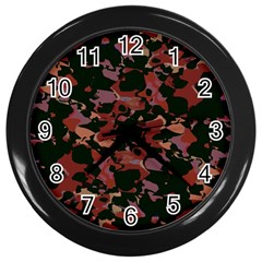 Red Dark Camo Abstract Print Wall Clock (black) by dflcprintsclothing