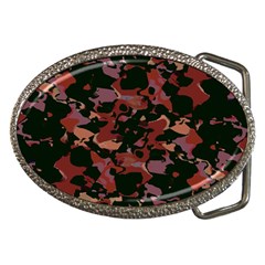 Red Dark Camo Abstract Print Belt Buckles by dflcprintsclothing