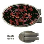 Red Dark Camo Abstract Print Money Clips (Oval)  Front