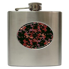 Red Dark Camo Abstract Print Hip Flask (6 Oz) by dflcprintsclothing