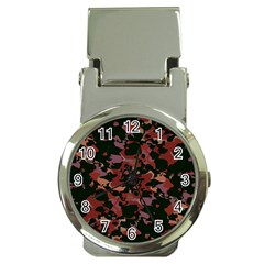 Red Dark Camo Abstract Print Money Clip Watches by dflcprintsclothing