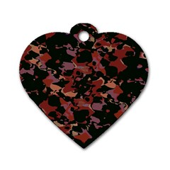 Red Dark Camo Abstract Print Dog Tag Heart (two Sides) by dflcprintsclothing