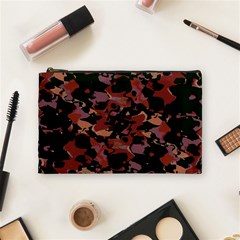 Red Dark Camo Abstract Print Cosmetic Bag (medium) by dflcprintsclothing