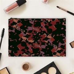 Red Dark Camo Abstract Print Cosmetic Bag (large) by dflcprintsclothing