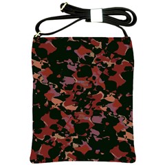 Red Dark Camo Abstract Print Shoulder Sling Bag by dflcprintsclothing