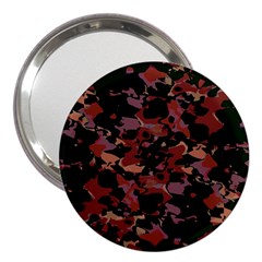 Red Dark Camo Abstract Print 3  Handbag Mirrors