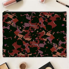 Red Dark Camo Abstract Print Cosmetic Bag (xxxl) by dflcprintsclothing