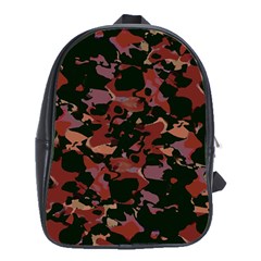 Red Dark Camo Abstract Print School Bag (xl) by dflcprintsclothing