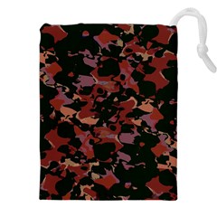 Red Dark Camo Abstract Print Drawstring Pouch (5xl) by dflcprintsclothing