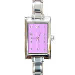 White Polka Dot Pastel Purple Background, pink color vintage dotted pattern Rectangle Italian Charm Watch Front