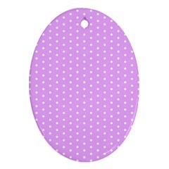 White Polka Dot Pastel Purple Background, pink color vintage dotted pattern Ornament (Oval)