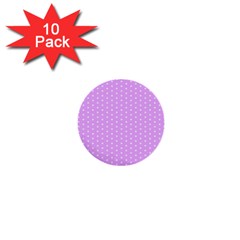 White Polka Dot Pastel Purple Background, pink color vintage dotted pattern 1  Mini Buttons (10 pack) 