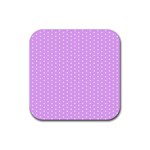 White Polka Dot Pastel Purple Background, pink color vintage dotted pattern Rubber Coaster (Square)  Front