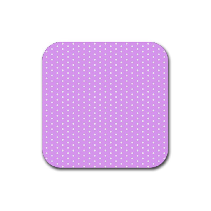 White Polka Dot Pastel Purple Background, pink color vintage dotted pattern Rubber Coaster (Square) 