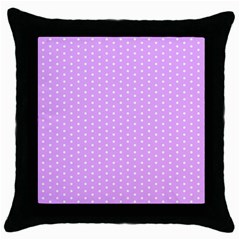 White Polka Dot Pastel Purple Background, pink color vintage dotted pattern Throw Pillow Case (Black)