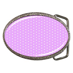 White Polka Dot Pastel Purple Background, pink color vintage dotted pattern Belt Buckles